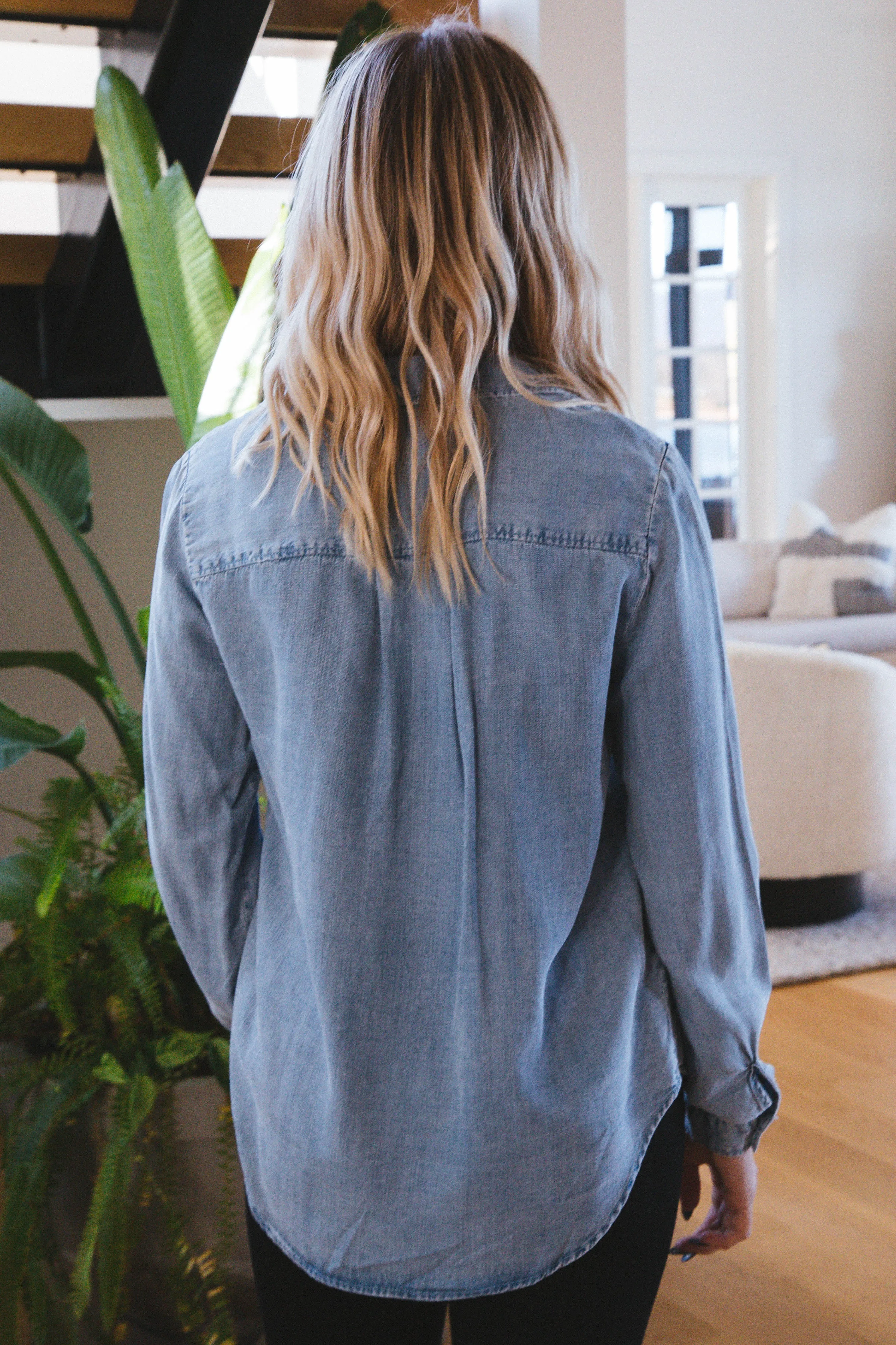 Marilyn Tencel Button Up Top, Classic Indigo | Velvet Heart