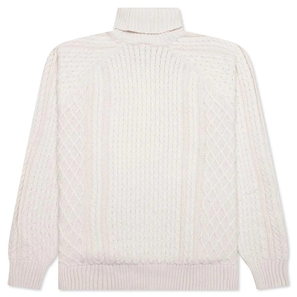 Nike Life Cable Knit Turtleneck Sweater - Light Bone