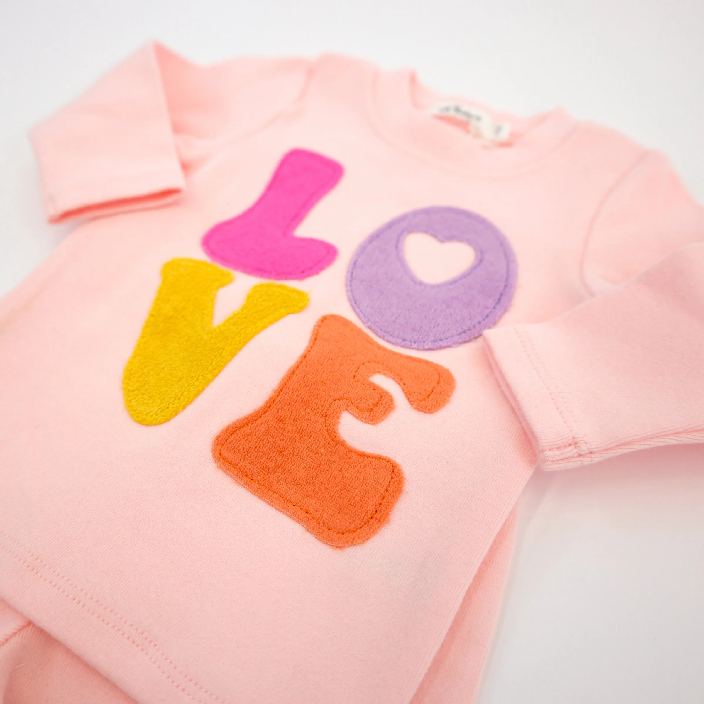 oh baby! Two Piece Set - Cotton Candy LOVE Applique - Pale Pink