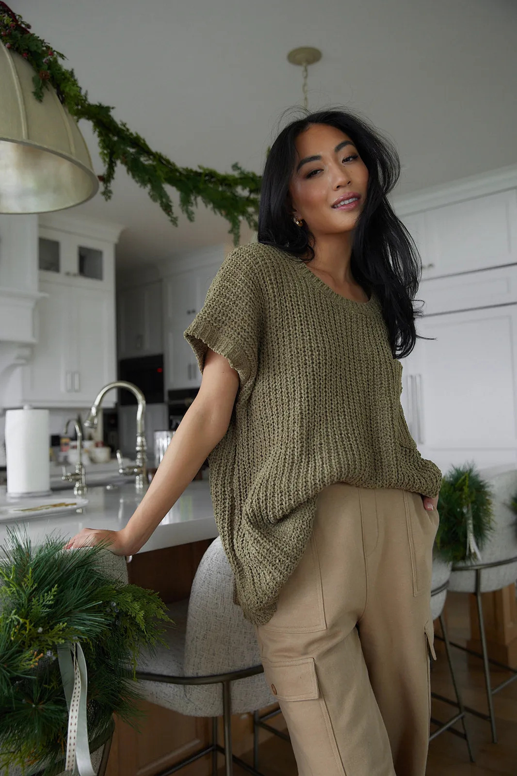 On The Green Knit Top-FINAL SALE