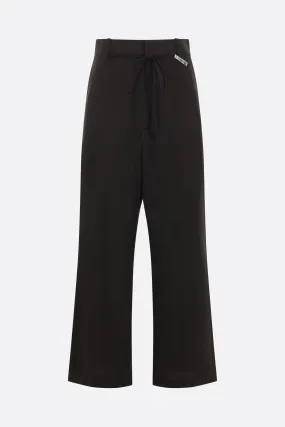 pinstriped wool blend straight-leg pants