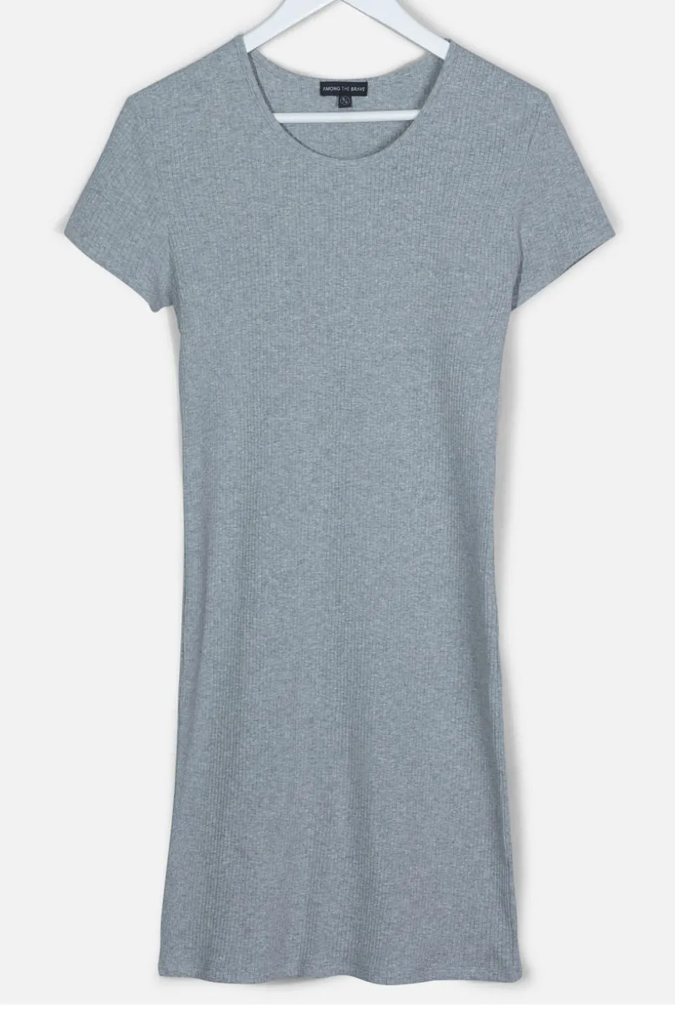 Reliable SS Round Neck Grey Marle Rib Tee Dress