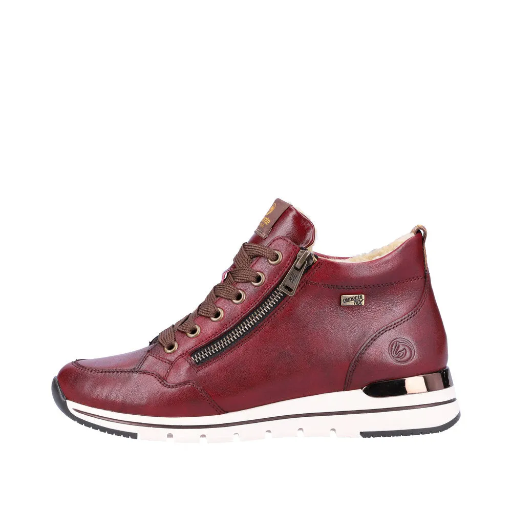 Remonte Ladies Trainer Boots Dark Red Laced Zip R6770-35 sale