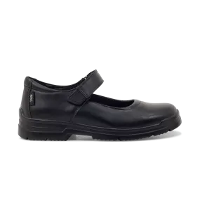 ROC BOOTS JUNIOR ROULETTE STRAP BLACK LEATHER SCHOOL SHOES