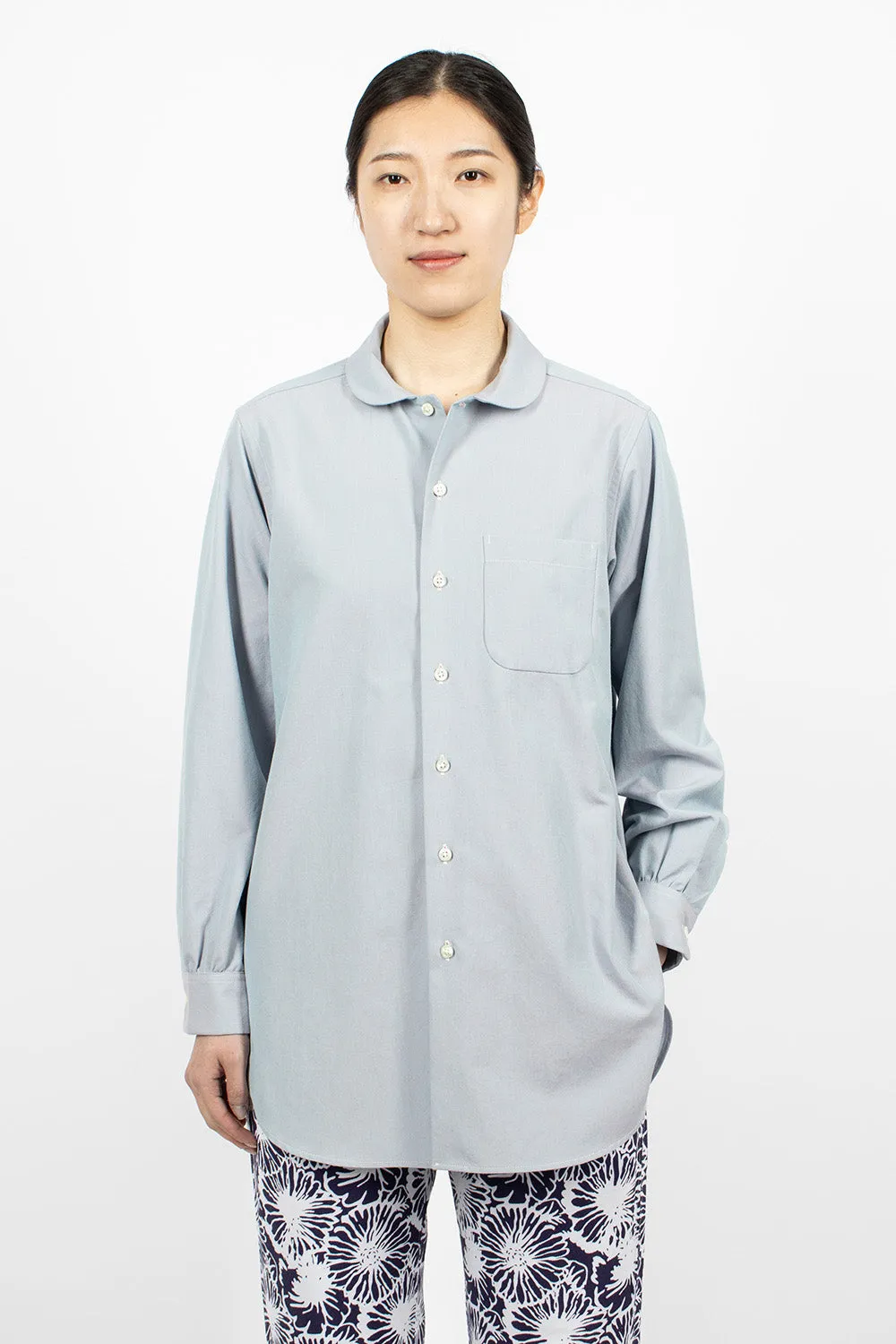 Rounded Collar Shirt Blue/Iridescent