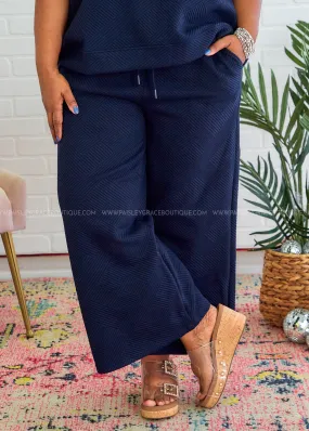 Serendipity Textured Pants - Navy