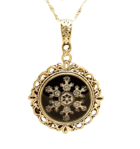 Silver Snowflake Pendant Necklace with Real Snowflake Image