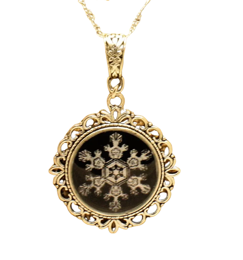 Silver Snowflake Pendant Necklace with Real Snowflake Image