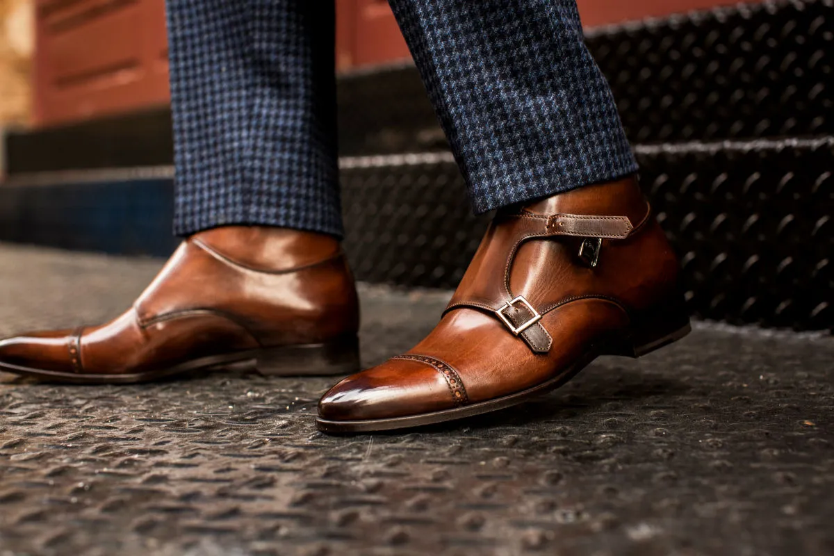 The Heston Double Monk Strap Boot - Brown