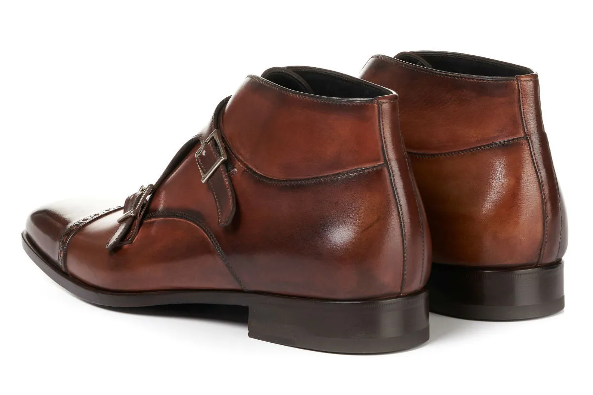 The Heston Double Monk Strap Boot - Brown