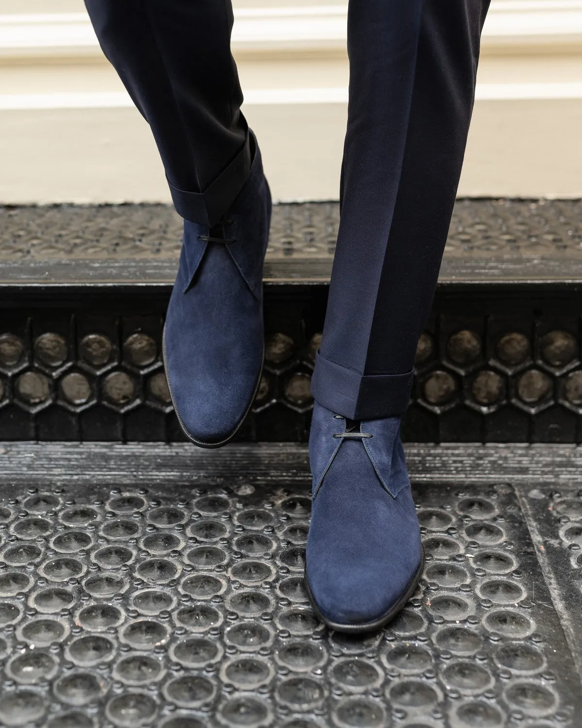 The Newman Chukka Boot - Midnight Blue Suede