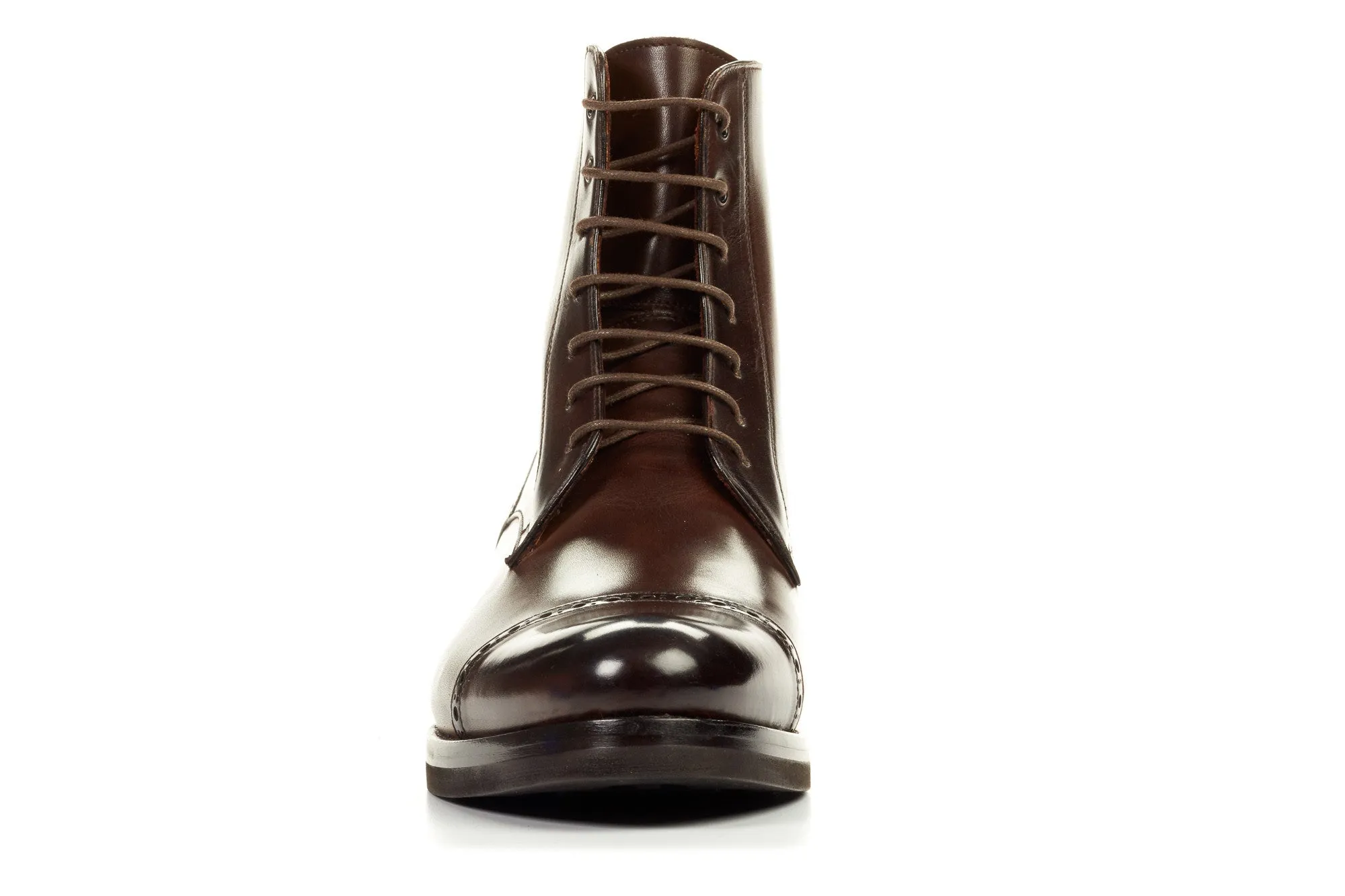 The Presley Lace-Up Boot - Chocolate - Rubber Sole