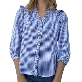 Tyler Boe Diana Reverse Check Shirt - Bermuda Blue