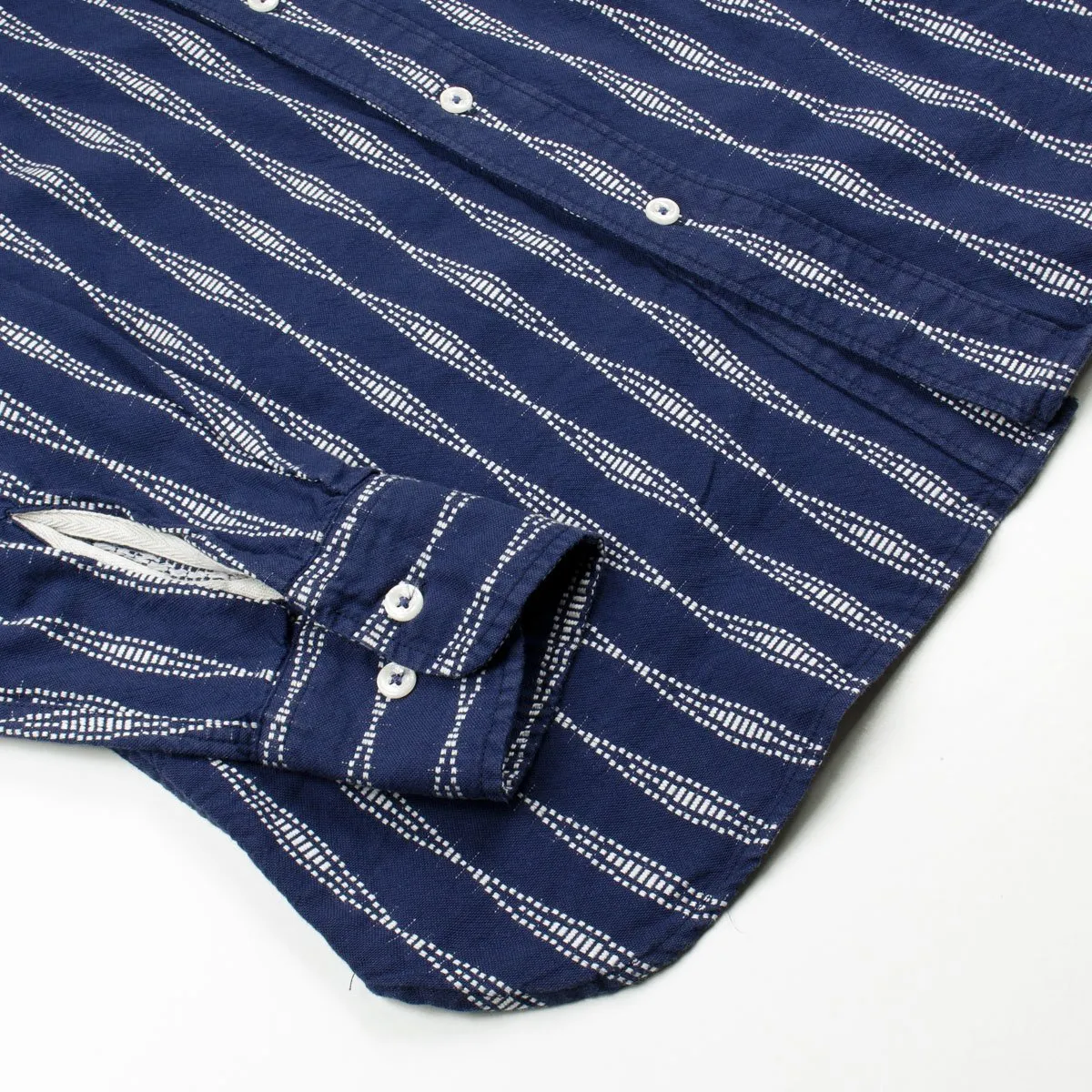 Universal Works - V-neck Shirt Congo Stripe - Navy