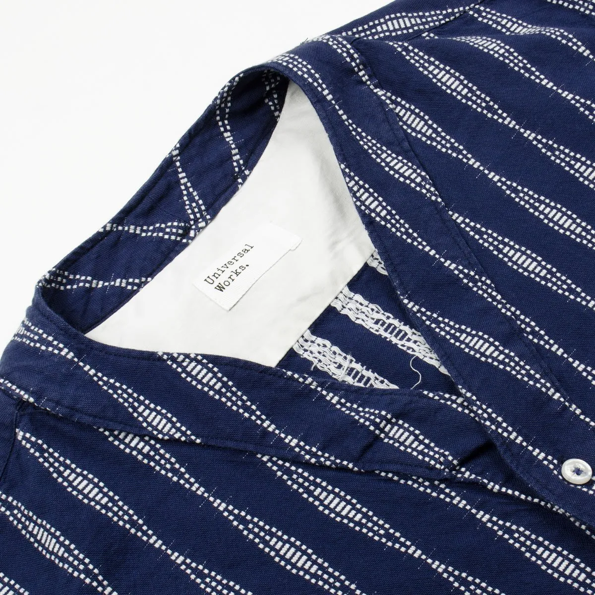 Universal Works - V-neck Shirt Congo Stripe - Navy