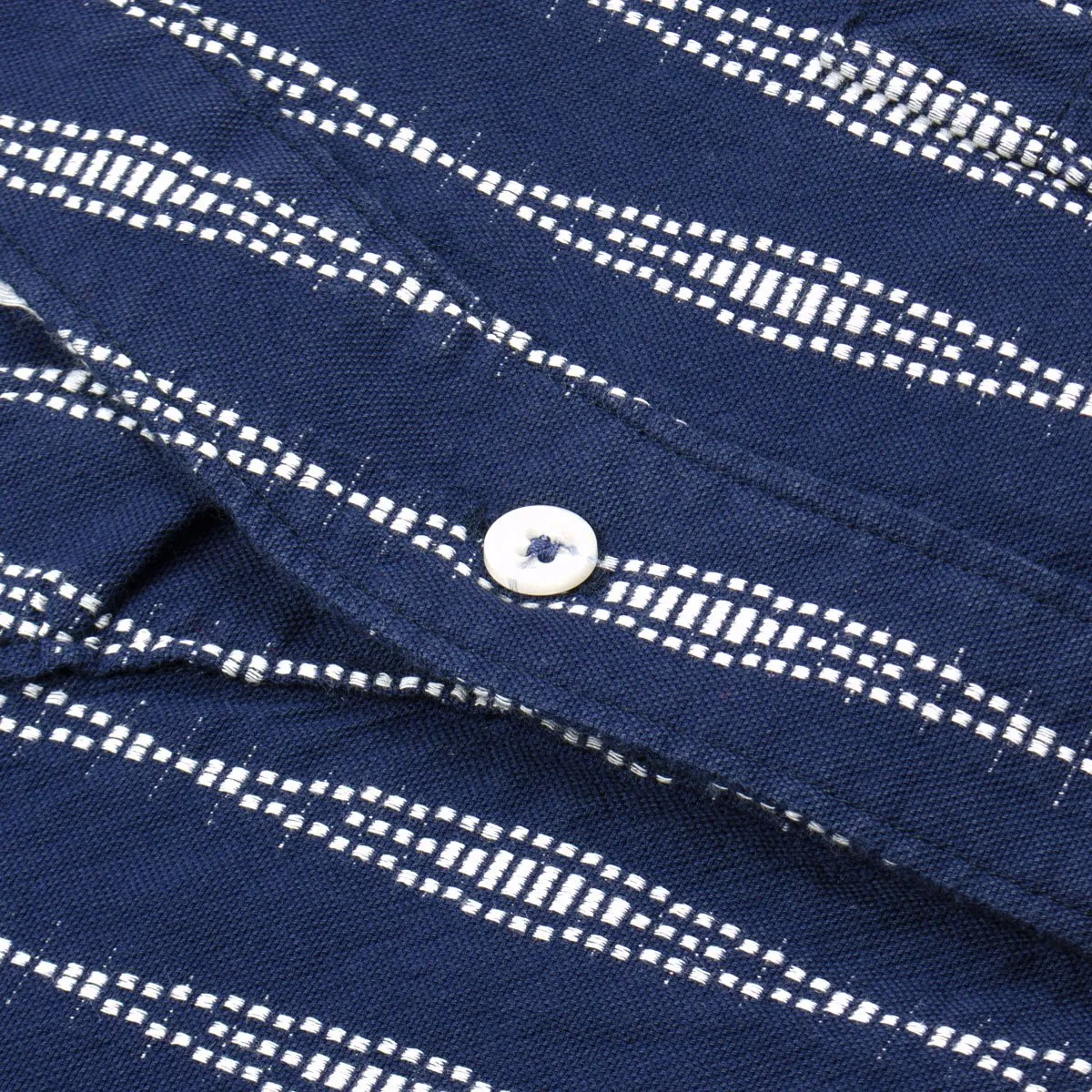 Universal Works - V-neck Shirt Congo Stripe - Navy