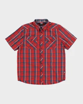 Vintage The North Face Check Button Up Collared Short Sleeve Shirt - M