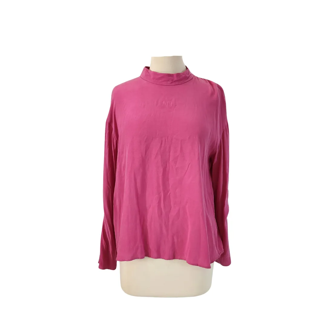 ZARA Fuchsia Pink High-neck Blouse | Brand New |